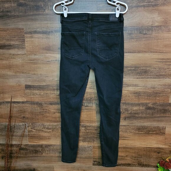 American Eagle Jeans 6 R Next Level Stretch Jeggings Super Hi Rise Black - Picture 2 of 11